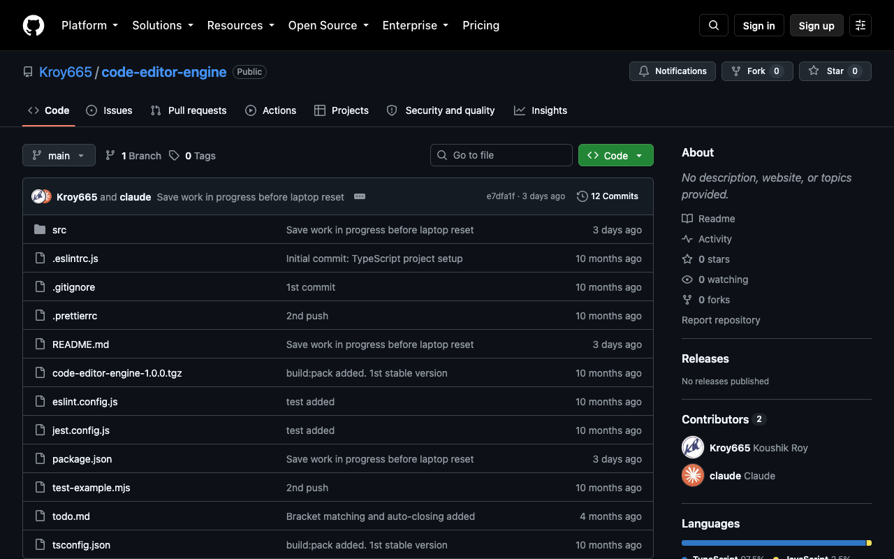 Code Editor Engine