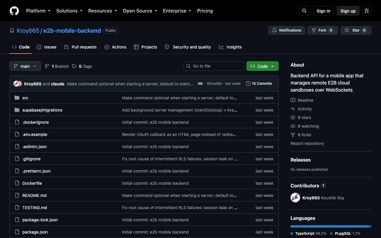 E2B Mobile Backend